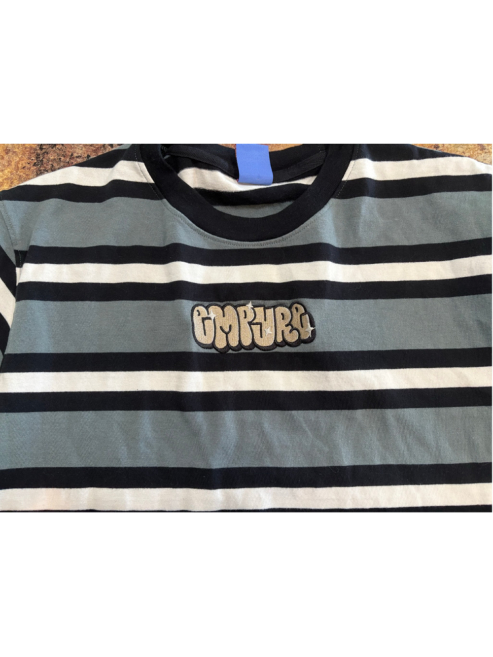 Empyre Striped Embroidered Logo T-Shirt - Picture 2 of 4